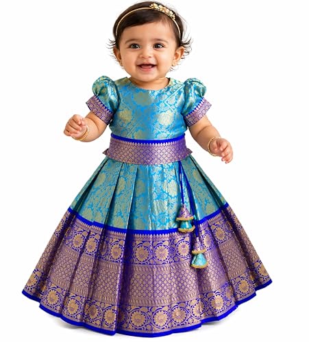 Image of Stanwells Kids Maroon & Yellow Combo Baby Girls Silk Lehenga Choli | Traditional Party Perfect & Festive Dress | Ethnic Outfit for Your Little Princess (6 Months-7 Years)