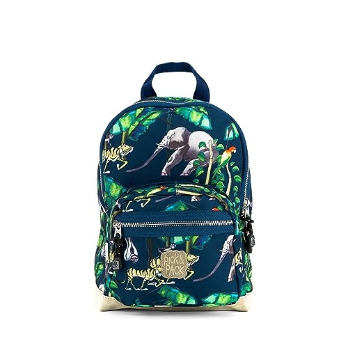 Sac à dos enfants écologique imprimé jungle bleu marine pour l'école
