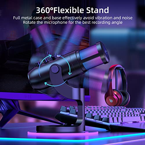 Aoliget Usb Microphone For Pc,Mac,Gaming,Recording,Streaming,Youtube,Podcasting,Tiktok,Studio And Computer Condenser Mic With Rgb,2 Pickup Patterns,Plug And Play #TOP5