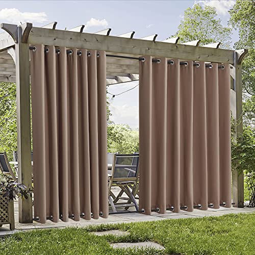 RYB HOME Outdoor Weighted Blackout Curtains 2 Panels- Waterproof Windproof