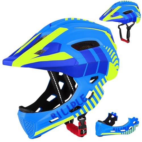 Casques de Vélo Enfants, Casque Intégral avec Mentonnière Détachable, 52-56 cm Casque pour...