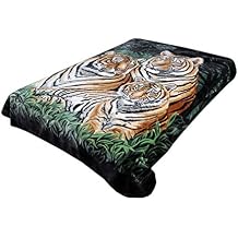 Solaron Original Bengal Tigers Thick Mink Korean Super Soft Plush King Size Blanket - Green
