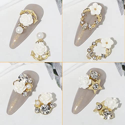 22Pcs Assorted Flower Nail Charms, 3D Metal Alloy Flower Charms For Acrylic Nails, Nail Art Rhinestones For Women Diy Nails Decoration #TOP2