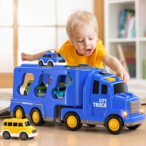 Trucks Toddler Boy Toys Cars For Toddlers 1-3 - 4-In-1 Kids Toys For 3 4 5 6 Years Old Boys Transport Vehicle Carrier Truck, Car Toys Set For Age 3-9, Christmas Birthday Gifts #TOP2