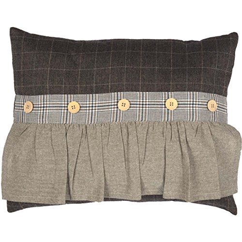 VHC Brands Rustic Lodge Farmhouse Pillows Throws Rory Grey Ruffled 14 x 18 Pillow Pillow 14×18