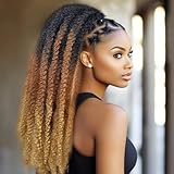 VAVANGA Long Marley Hair Drawstring 24inch Synthetic Braid Afro Kinky Ponytail Black Brown Marley Twist Braiding Hair Pony Jamaican Twist Hair Extension for Women (#3T3027, 24')
