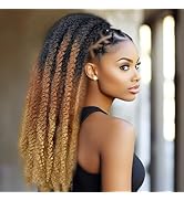VAVANGA Long Marley Hair Ponytail Drawstring 24inch Synthetic Braid Hair Afro Kinky Ponytail Blac...