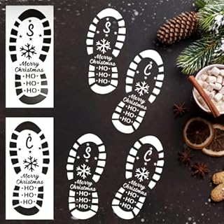 Santa Footprints Stencils, Father Christmas Santa Boots Stencil Santa Feet Stencil Reusable Father Christmas Footprints Stencil Christmas Holiday Stencils Santa Foot Stencil for Floor Window Wall Door