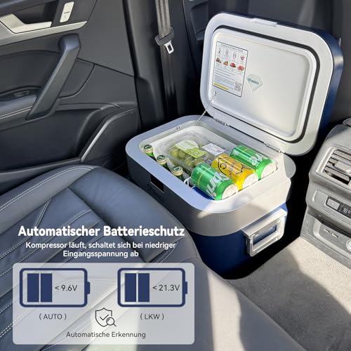 BINGI Kompressor Kühlbox 22L Mini Tragbarer Elektrischer Kühlschrank 12/24V DC Elektrischer Gefrierschrank Tragbarer Gefrierschrank für Auto LKW Picknick Camping und Heimgebrauch