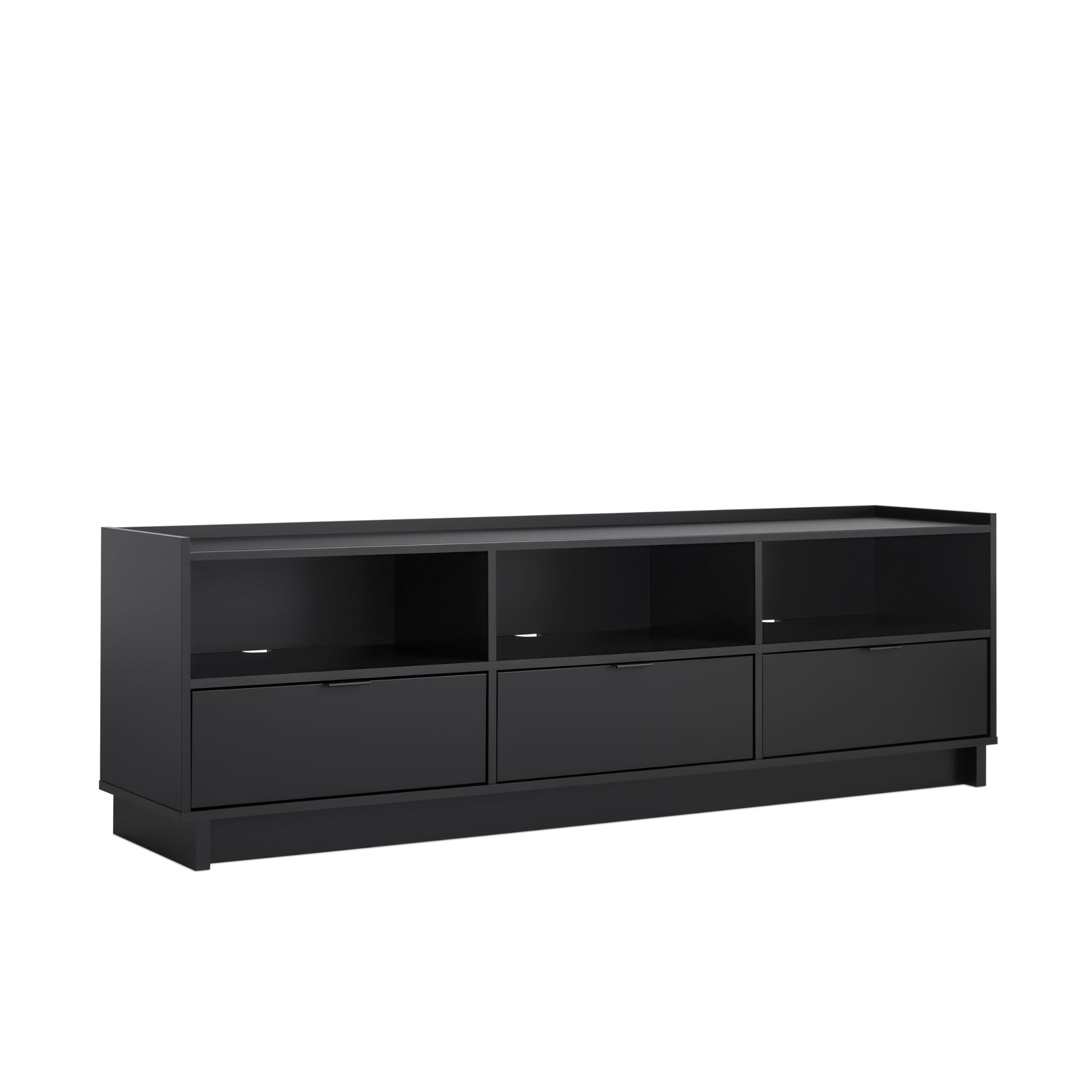 Prepac Simply Modern TV Stand, Black Storage Cabinet with Shelves, Living Room Storage Cabinet 70.25