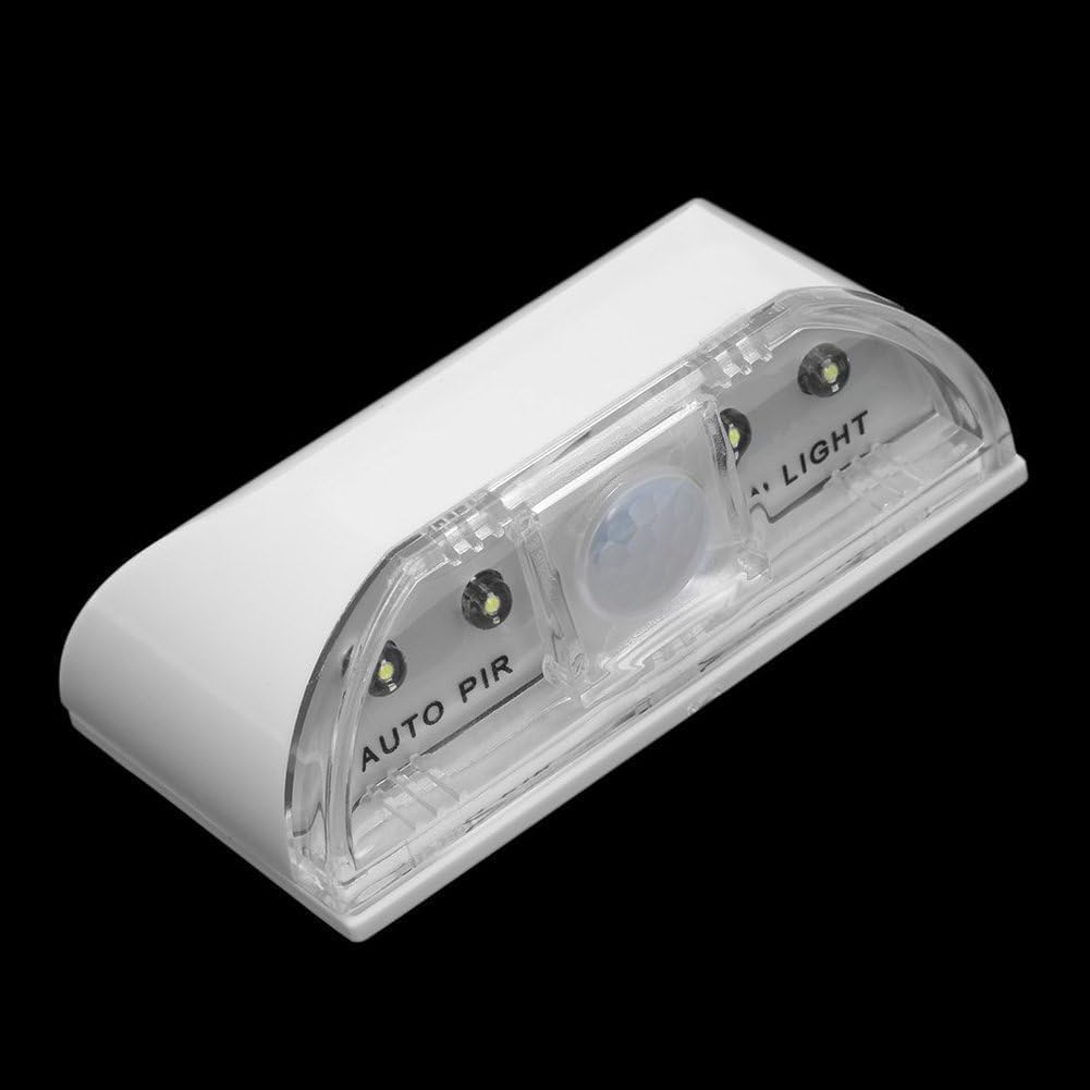 Key Light Door Lights, Small Motion Sensor Light with 4 LED Bulbs, Battery Powered Night Lights for Hallway, Stairway, Kitchen, Closet, Bedroom (2 Pack White)
