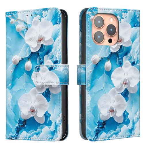 Étui iPhone 7 Plus / 8 Plus fleur bleue Housse cuir premium magnétique
