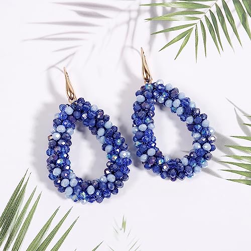 Colorful Beaded Hoop Dangle Earrings For Women Statement Boho Summer Beach Teardrop Drop Earrings Fashion Jewelry Gifts4