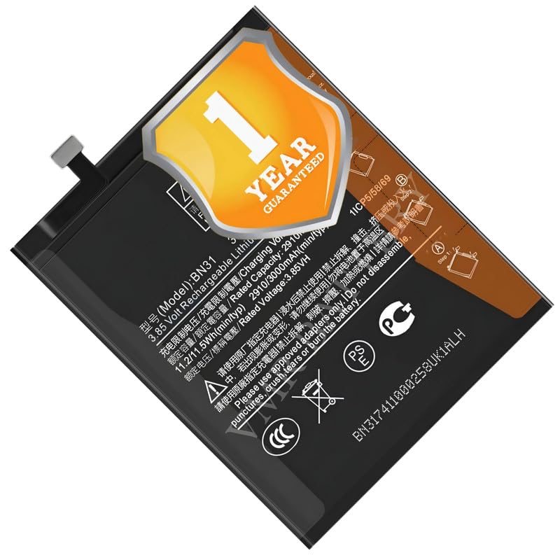 Image of Original BN31 Battery Compatible for Xiaomi Mi A1 (Mi 5X) (MDG2, MDI2) | Redmi Y1 (Note 5A) (MDI6S) | Redmi Y1 Lite (MDI6) | Redmi Y2 (M1803E6G, M1803E6H, M1803E6I) - (3080mAh) - 1 Year Warranty K7