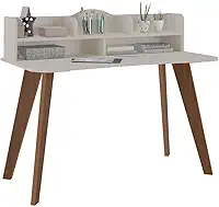 Escrivaninha com nichos SOFIA cor Off White/Cedro - Artely
