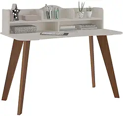 Escrivaninha com nichos SOFIA cor Off White/Cedro - Artely