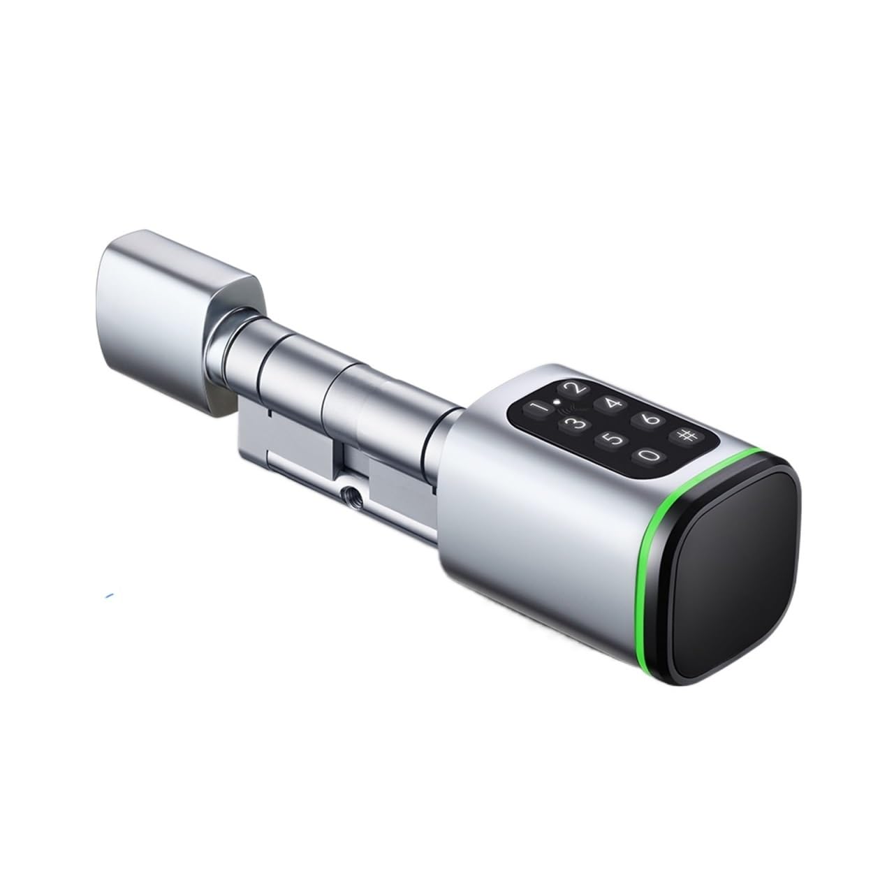 Inteligentny zamek cylindryczny Bluetooth Ttlock App i Tuya kompatybilny z wejściem bezkluczykowym z cyfrowym hasłem i kartą RFID, zamek profilowy, do drzwi, srebrny, rozmiar A45 B45