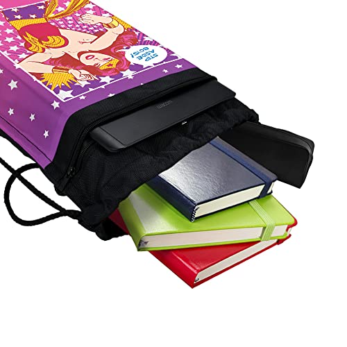 LOGOVISION Wonder Woman Step Aside Boys Drawstring Backpack Sports Bag Sackpack 17" x 13", Perfect for Gym, Yoga or Practice4