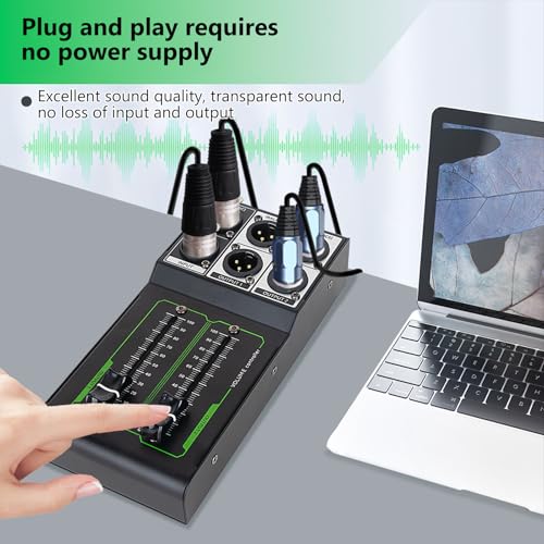 Control de volumen pasivo metal Preciso ajuste de sonido Plug and Play estéreo entrada/salida XLR compatible con DVD, tarjetas de sonido, computadoras, interfaz de audio miniatura 3