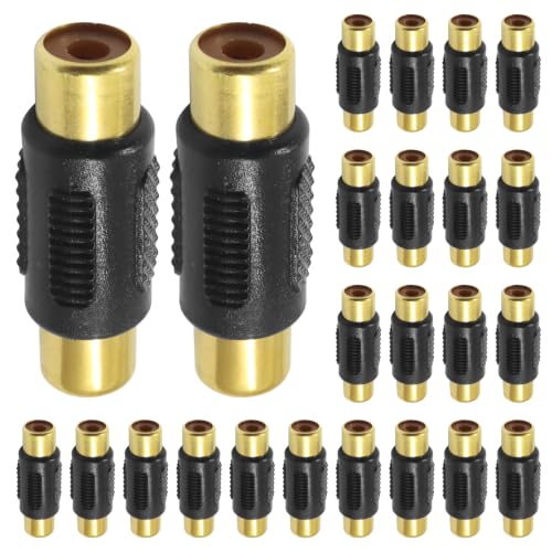 24 acopladores RCA hembra a hembra chapados en oro para cables de audio y cajas de altavoces