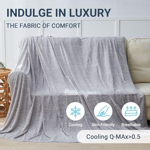 Image of Cooling Blanket Throw Size 50 inchx70 inch, Summer Lightweight Breathable Ice Blanket, Cooling Blankets for Hot Sleepers Night Sweats Adults Absorb Heat Keep Cool
