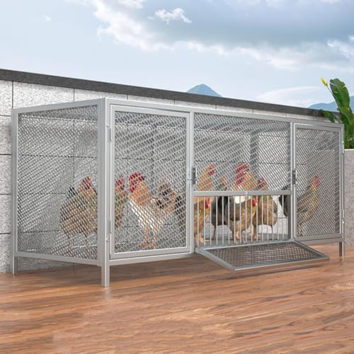 大型鶏小屋 鳥カゴ 小動物 鶏舎 鳥ケージ 飼育ケージ ウサギハッチ 高密度フェンス 特大屋内スペース 組み立て簡単 鶏飼育、鳩飼育、アヒル飼育、犬飼育、家禽ケージ,白,150*58*62cm