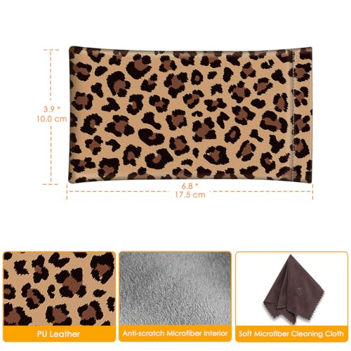 Image of FINTIE Soft Eyeglasses Case with Cleaning Cloth, Portable Squeeze Top Vegan Leather Glasses Pouch, Sunglasses Eyewear Bag