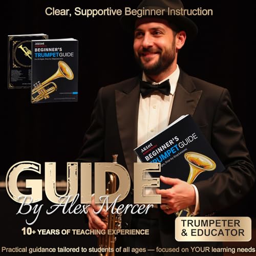 AKLOT Hand-Hammered Bell Bb Trumpet: Smooth Valve Action, Clear-Lacquered Brass Body, Standard Trumpet Beginner Set with Leather Case, Lesson Book, Trumpet Mute, Mouthpiece, Cleaning Kit (SNR-BrzBS)