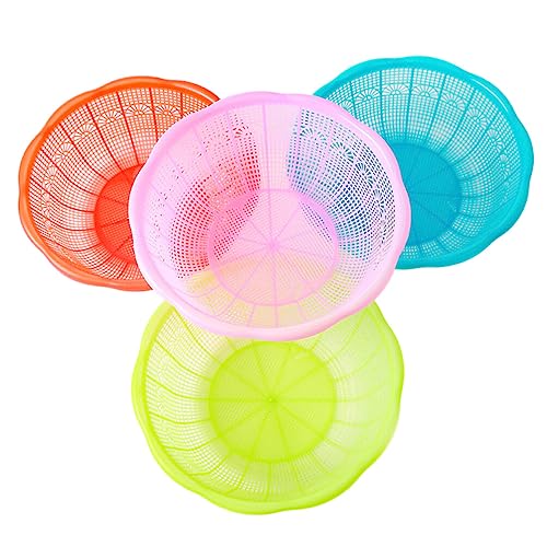 Holibanna Food Strainer Colander 4Pcs Kitchen Colander Strainer Plastic Rice Basket Vegetable Washing Basket Bowl Colander Strainer Bowl Rice Strainer