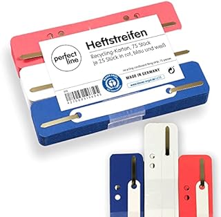 perfect line  75 Filing Strips Cardboard, Recycled Cardboard, 250 g/m², Made in Germany (red, Blue, White)