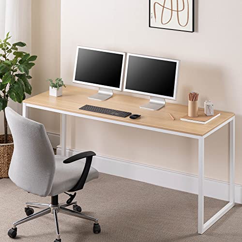 Image of ZINUS Jennifer 63 Inch White Frame Desk, Computer Workstation, Office Desk, Easy Assembly, Natural
