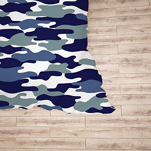 Housse de couette sans pli parure lit double camouflage bleu anti bouloche - 6