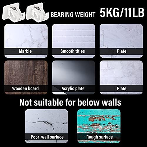 Self Adhesive Curtain Rod Bracket Drapery Hook Holders Fixing Rod Holder Curtain Pole Wall Brackets Towel Rod Hooks for Home Bathroom and Hotel Use (White)