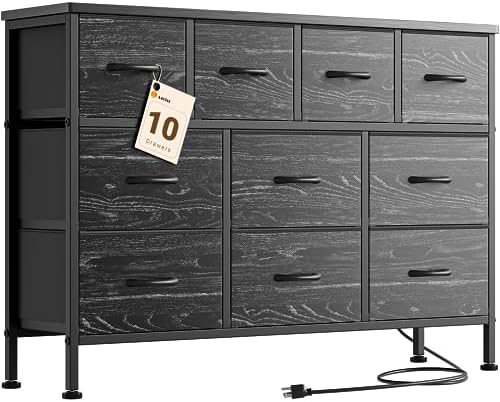 Lulive 10 Drawers Dresser for Bedroom, Chest of Drawers with Char...
