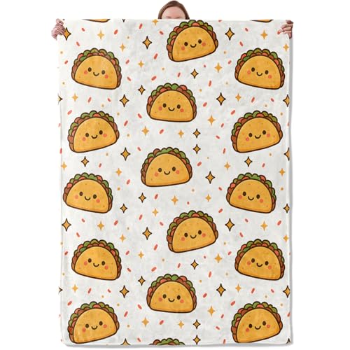Cute Taco Blanket Gifts for Women Girls Kids Soft Warm Lightweight Flannel Fun Mexican Food Throw Blankets for Bedroom Living Room Home Sofa Home Decor 50 x 60