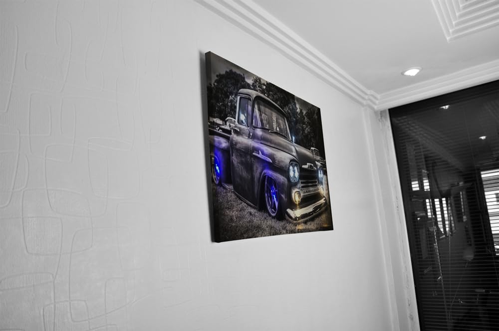 Samarkand - Lights LED-Bild mit Beleuchtung LED- Bilder Leinwandbild 65 x 45 cm Leuchtbild US CAR/OLDTIMER/PICKUP Wandbild