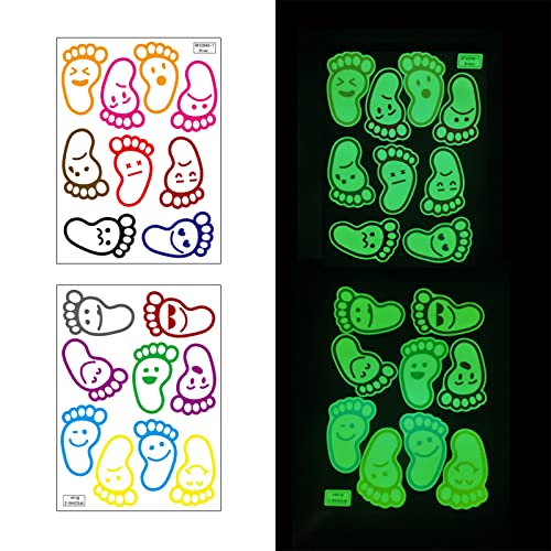 Mulaibdin Footprint - Pegatinas luminosas para la pared del dormitorio de los niños, color verde Cover