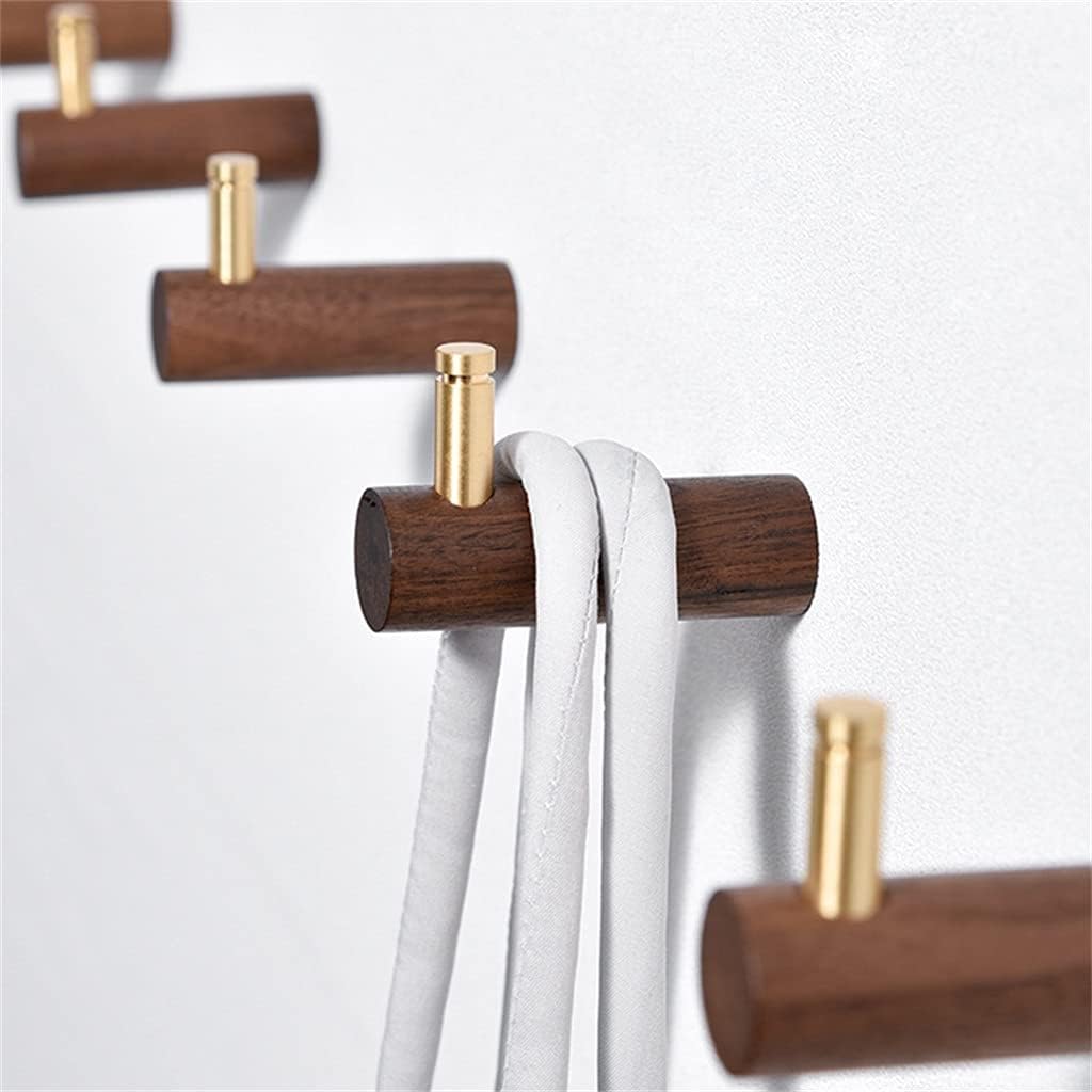 JSEIAJB Wood Wall Hooks Walnut Brass Towel Coat Hanging Holder Entryway Natural Wooden Towel Hooks Home Decoration Hanger(White-Patch Five-Pointed star4)