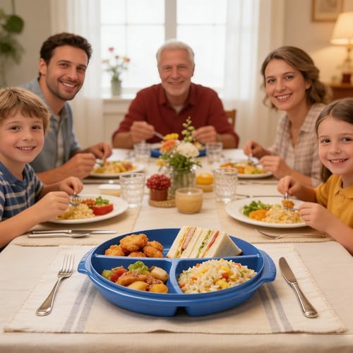 AXVRAV 3 Stück Mikrowellen Teller mit Deckel, 25x23x4 cm Mikrowellengeschirr mit 3 Fächern, BPA-frei, Wiederverwendbar Mikrowellenteller Portionsteller zum Aufwärmen Mahlzeiten Getrennt Aufbewahren