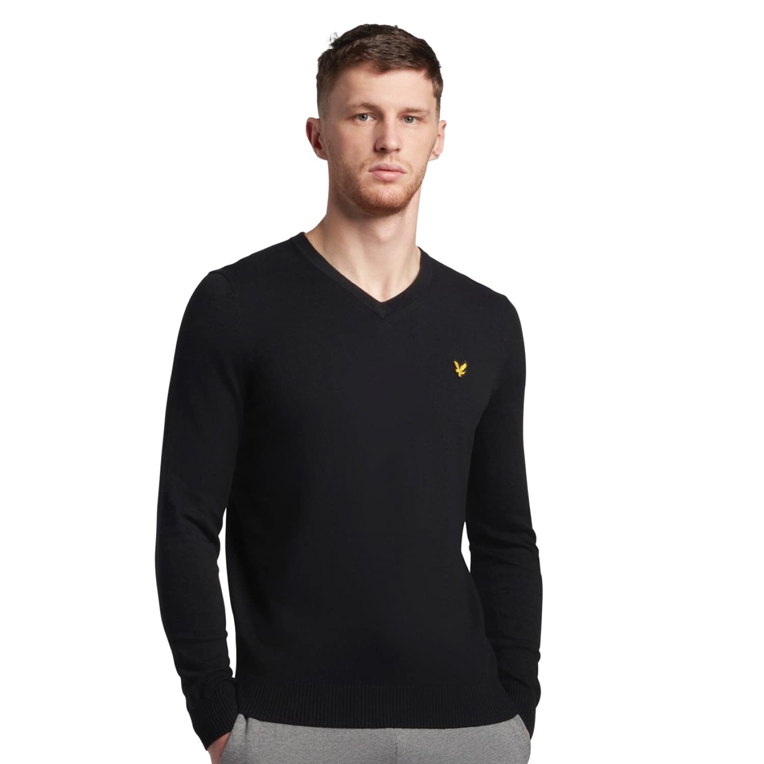 Lyle & Scott Cotton Merino V Neck Jumper Jet Black XXL