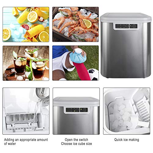 WOLTU Eiswürfelmaschine 2,2L, 4min Selbstreinigung, Eiswürfelbereiter 15kg eiswürfel in 24h, 2 Größen (Klein & Groß), Ice Maker Machine Für Camping, Haus, Büro & Party, Silber – Bild 7