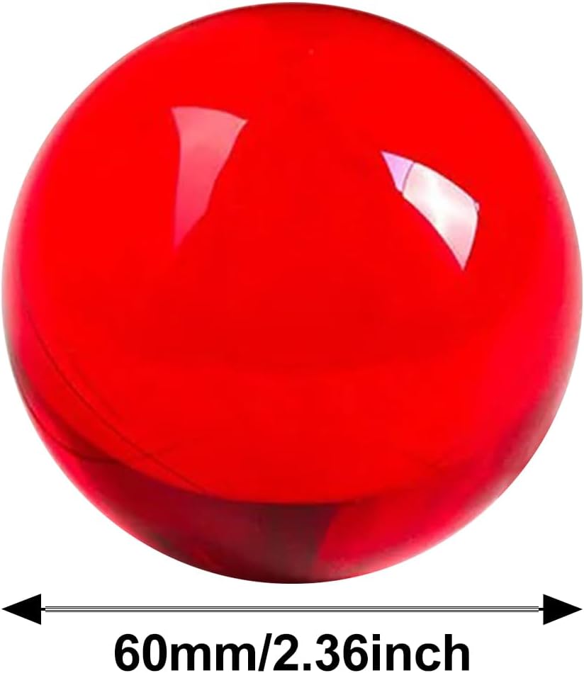 ECYC 2.36 inch Clear Crystal Ball, Decorative Glass Ball Crystal Solid Ball Glass Sphere Ornaments for Home Office Decoration Photo Prop, Red