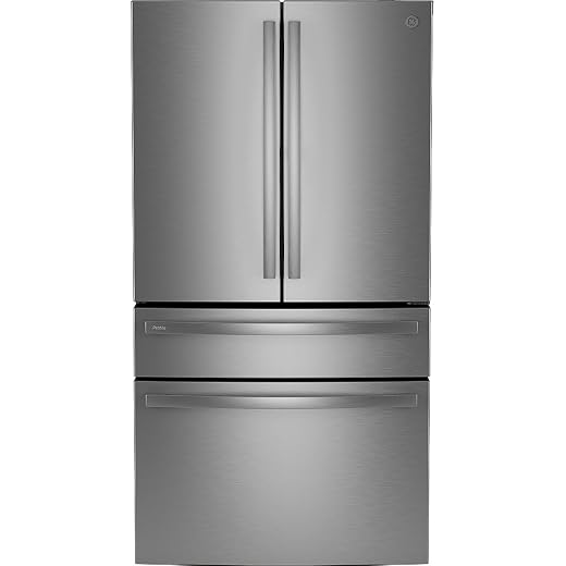 GE Profile PGD29BYTFS 36 Inch Freestanding 4-Door French Door Smart Refrigerator, stainless steel