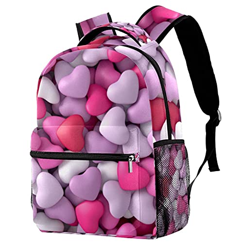 Sac à dos voyage cœurs roses avec porte-gourde, le cadeau parfait pour enfants