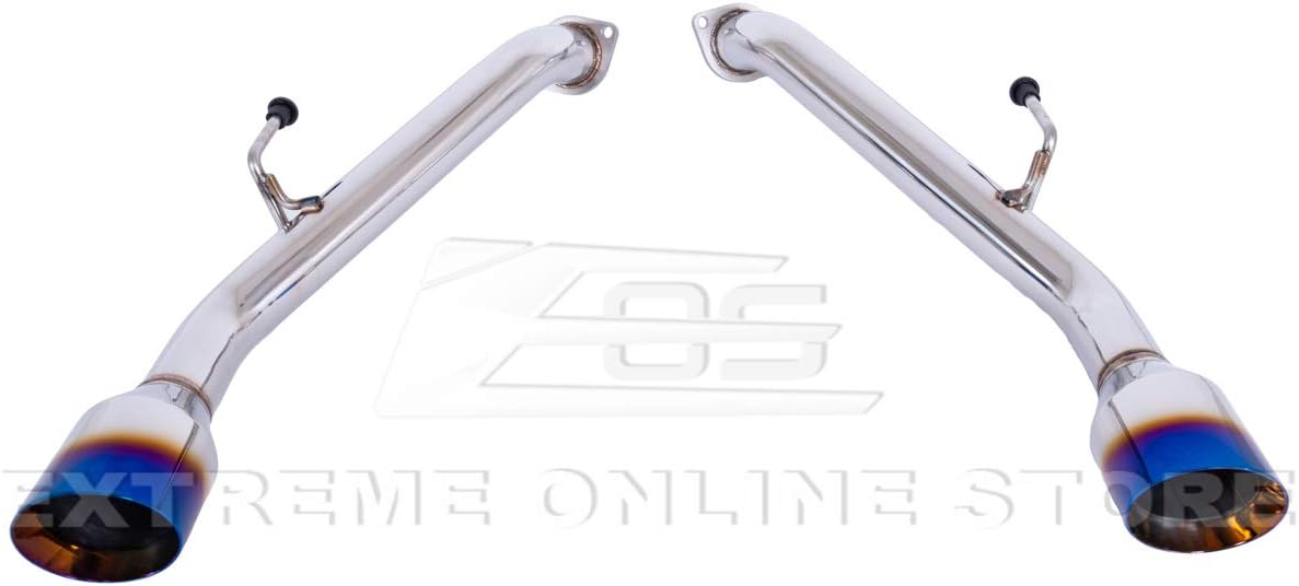 Replacement For 2014-2024 Infiniti Q50 STAINLESS STEEL POLISHED SILVER Muffler Axle Back 4" Double Wall Dual Burnt Tips Exhaust