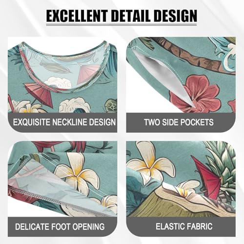 senya Flamingo Palm Coconut Wave Summer Pajamas Set Short Cotton Sleepwear 2 Piece4