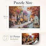 Jigsaw Puzzles for Adults 1000 Piece Impossible Hard Difficult Challenging Puzzles 1000pc Puzzles Maple Leaves Natural Romantic Town Scenery Landscape Jigsaw Puzzle 1000 Piece 28 x 20 in