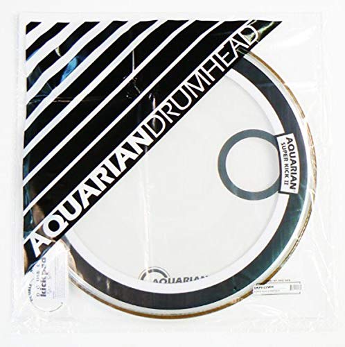 Aquarian Drumheads SKPII22WH Super-Kick II Prepack 60cm Bass Drum Head, gloss white