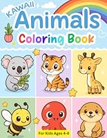 Kawaii Animals Coloring Book: For Kids Ages 4-8 (US Edition) (Animals Coloring Books For Kids) B0CLYHLS2H Book Cover
