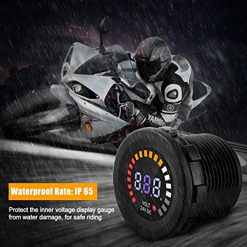 Keenso Voltmeter, Voltmeter, Universal-Tester für LED-Anzeige, Voltmeter, Panel DC 24 V, digital, für Motorrad und Auto, mit 15 cm
